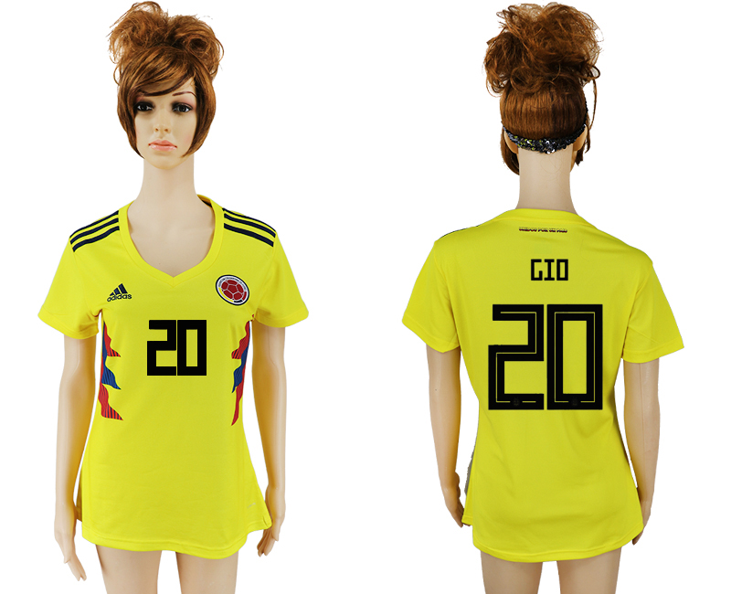 Maillot de femmes par cher Columbia #20 GIO YELLOW 2018 FIFA Wor